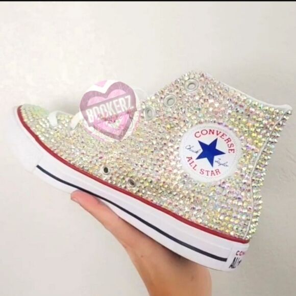 Bling Converse Shoes AB Rhinestones SIZE 9.5 - Picture 6 of 15